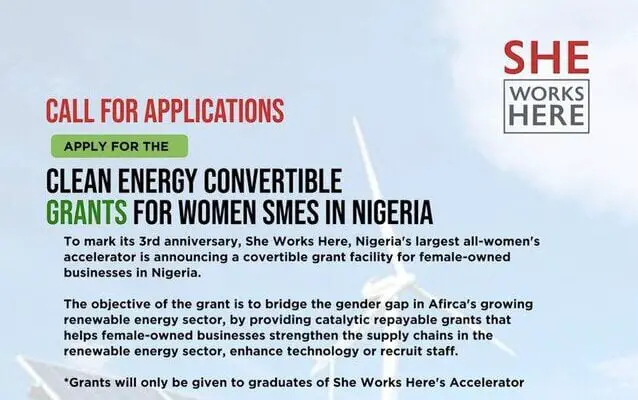 CLEAN ENERGY GRANTS FOR NIGERIAN WOMEN SME'S