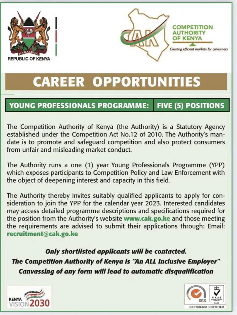 Competition Authority of Kenya Young Professionals Programme (YPP) 2023