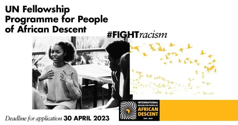 Fellowship Programme 2023 for People of African Descent by the UN OHCHR (Fully-funded)the 30th of April 2023
