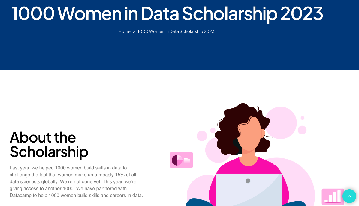 1000 women in data scholarships 2023