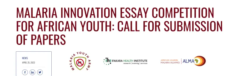 African Youth 2023 Malaria Innovation Essay Competition ($5,000 Prize) YOA